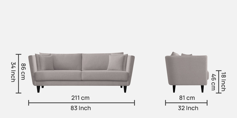 Norway Velvet 3 Seater Sofa In Pearl Grey Colour - Febonic Living