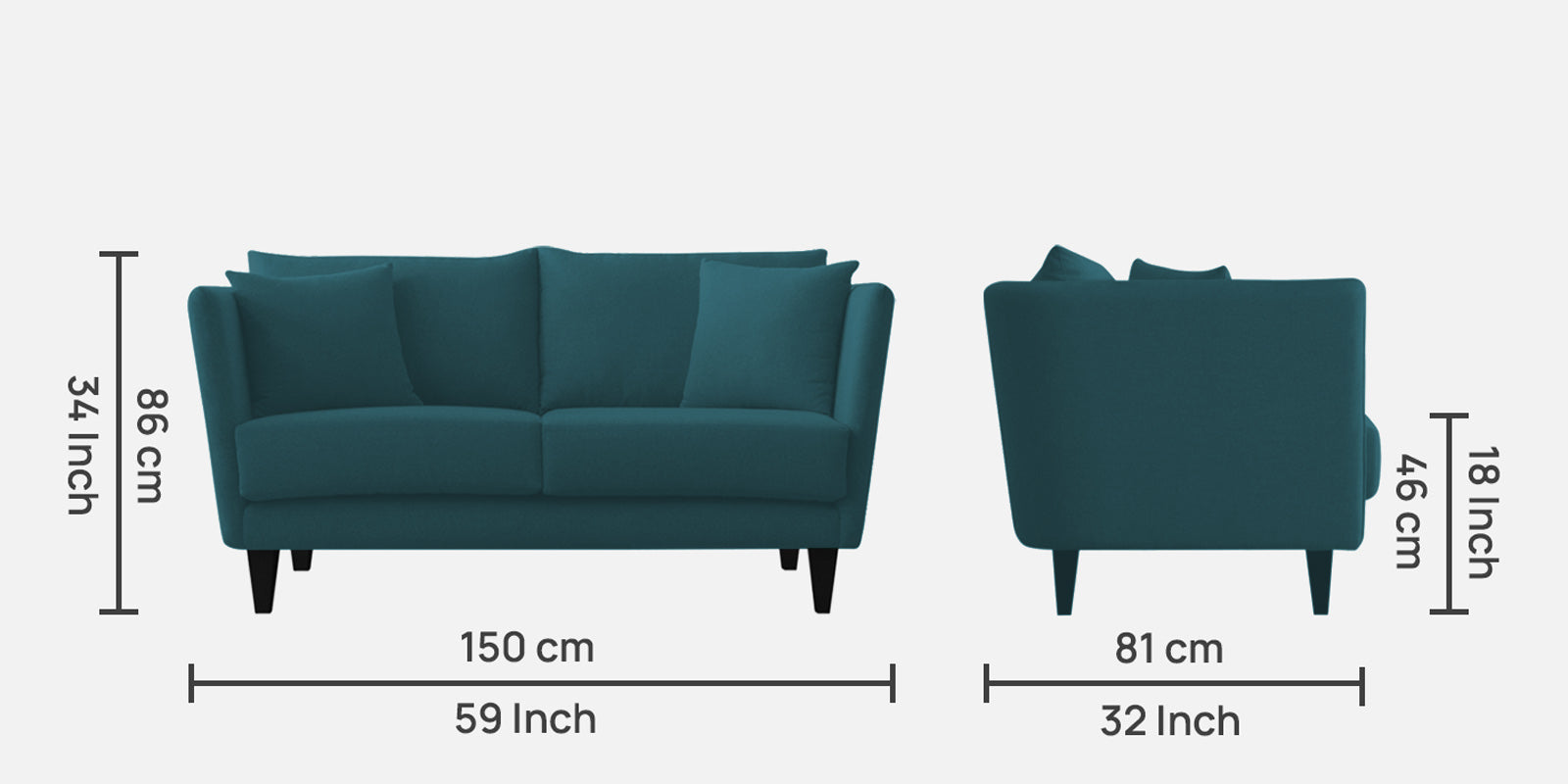 Norway Velvet 2 Seater Sofa In Arabian Green Colour