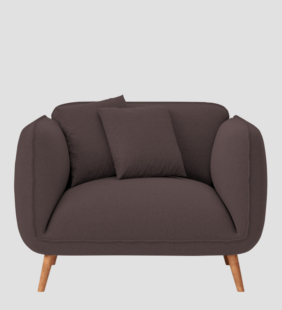 Zia Fabric 1 Seater Sofa In Night Brown Colour - Febonic Living
