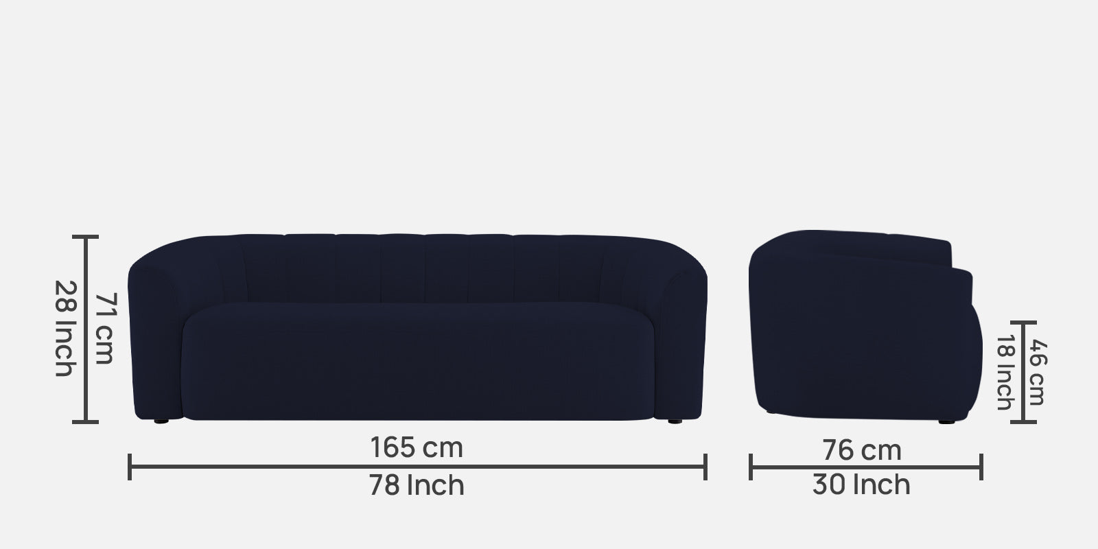 Mara Fabric 3 Seater Sofa In Royal Blue Colour - Febonic Living