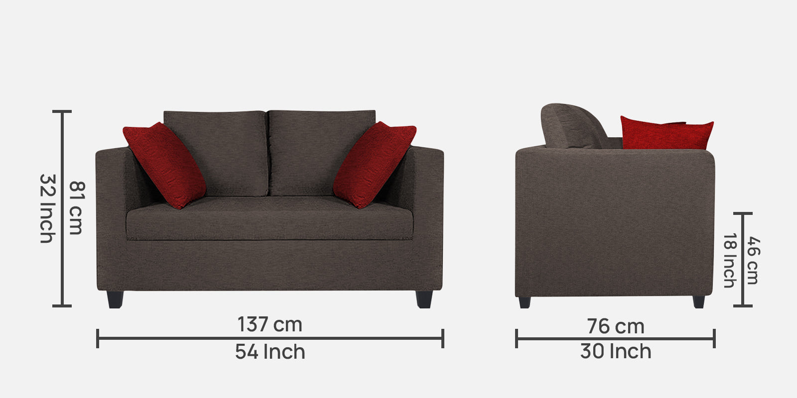 Nuska Fabric 2 Seater Sofa In Caspa Brown Colour - Febonic Living