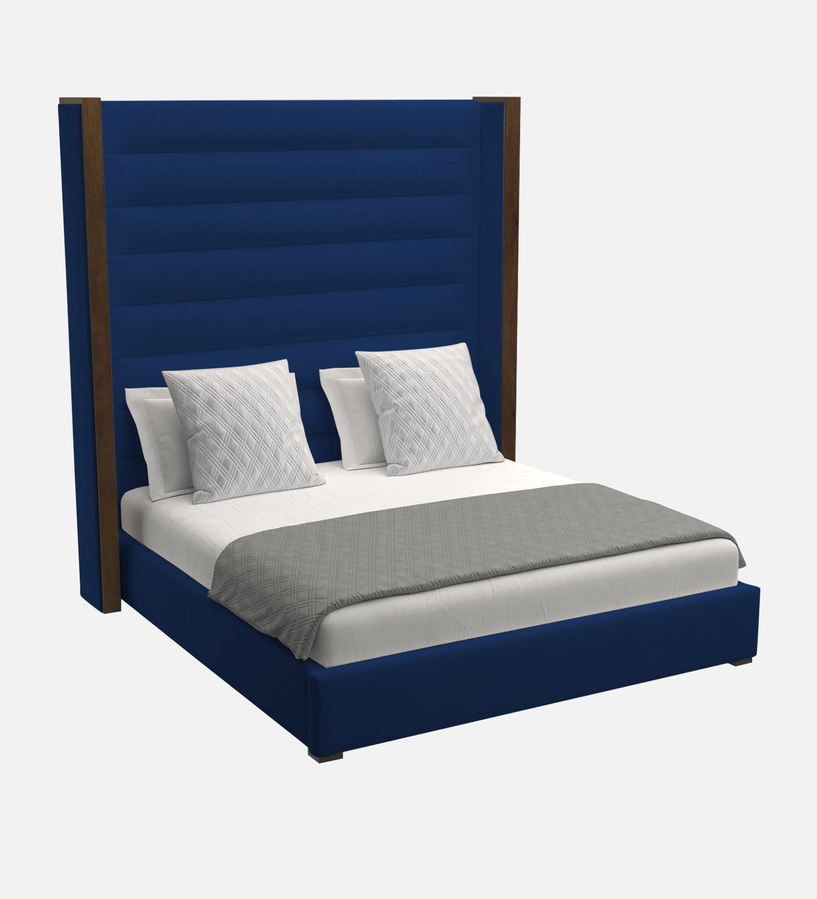 Sunny Fabric King Size Bed In Royal Blue Colour