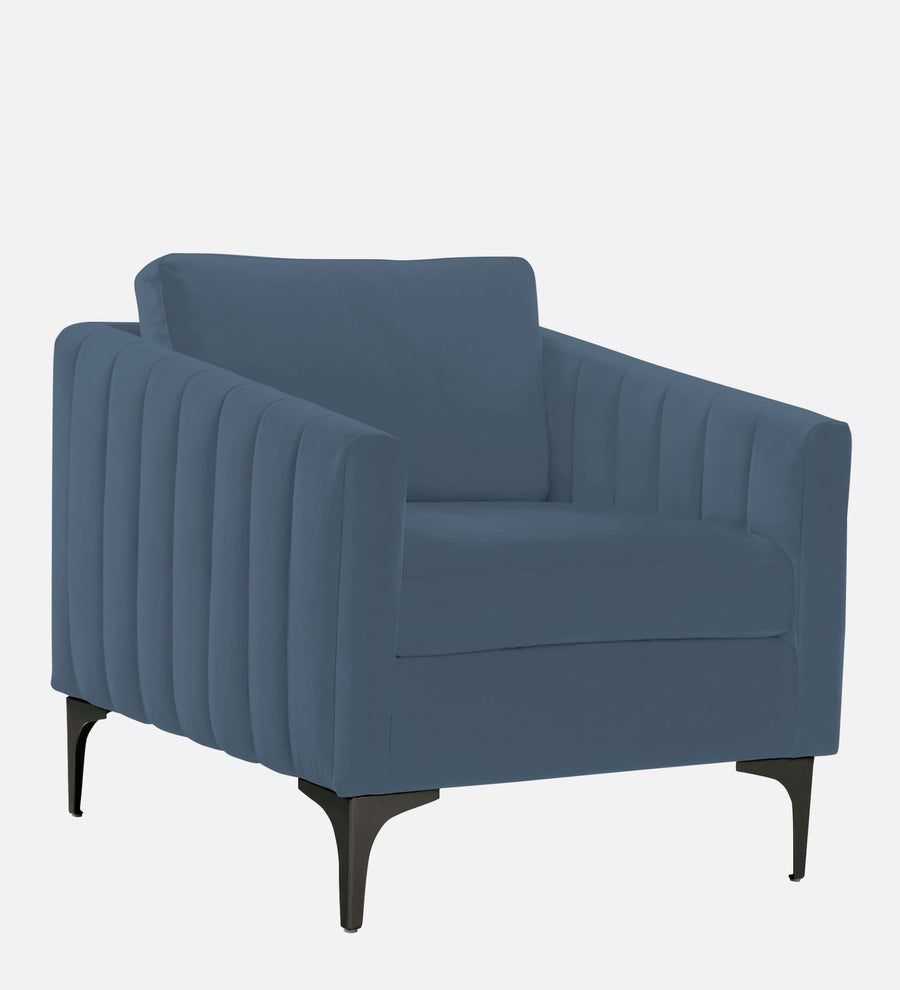 Haru Velvet 1 Seater Sofa In Oxford Blue Colour - Febonic Living