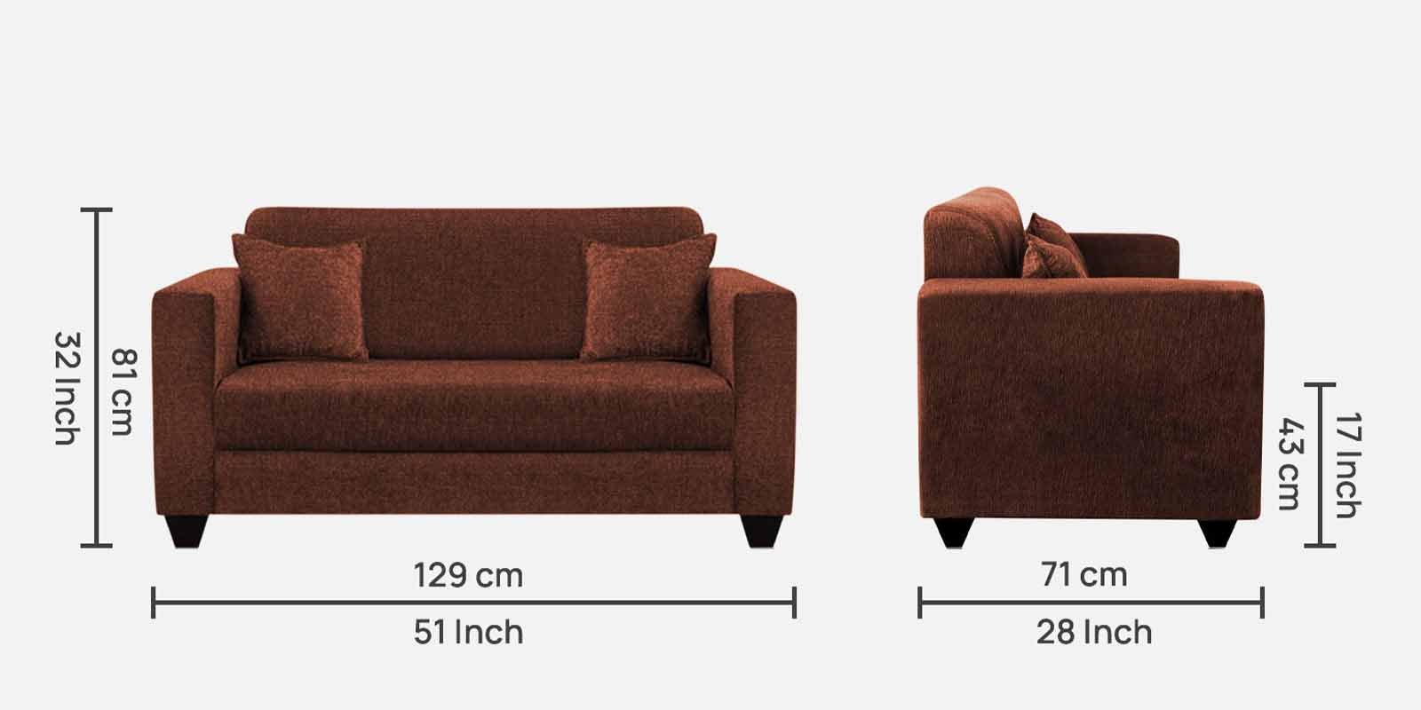 Nebula Fabric 2 Seater Sofa in Coffee Brown Colour