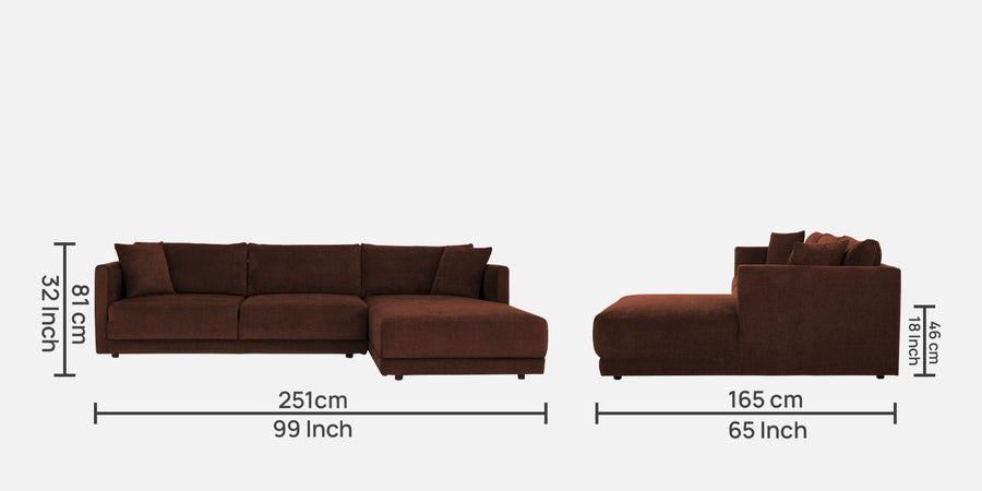 Northern Fabric Lhs Sectional Sofa 3 Lounger In Coffee Brown Colour - Febonic Living