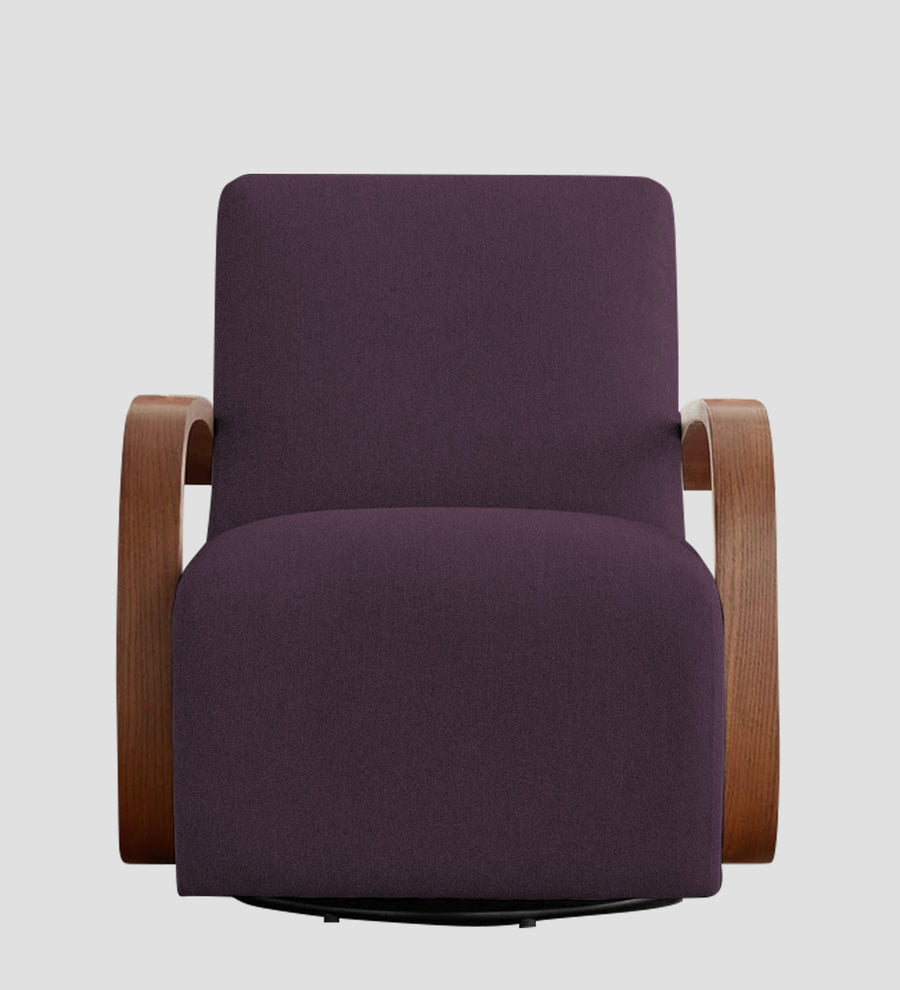 Balma Fabric Swivel Chair In Greek Purple Colour - Febonic Living