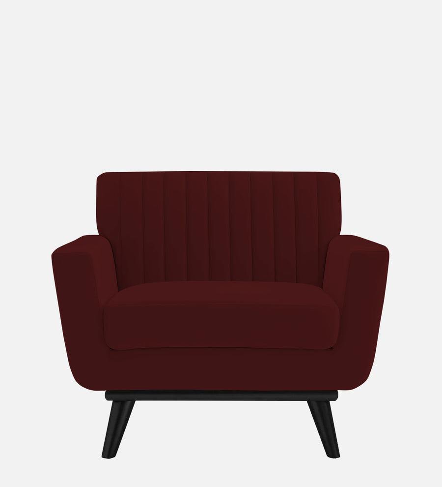 Tucker Velvet 1 Seater Sofa In Dark Maroon Colour - Febonic Living