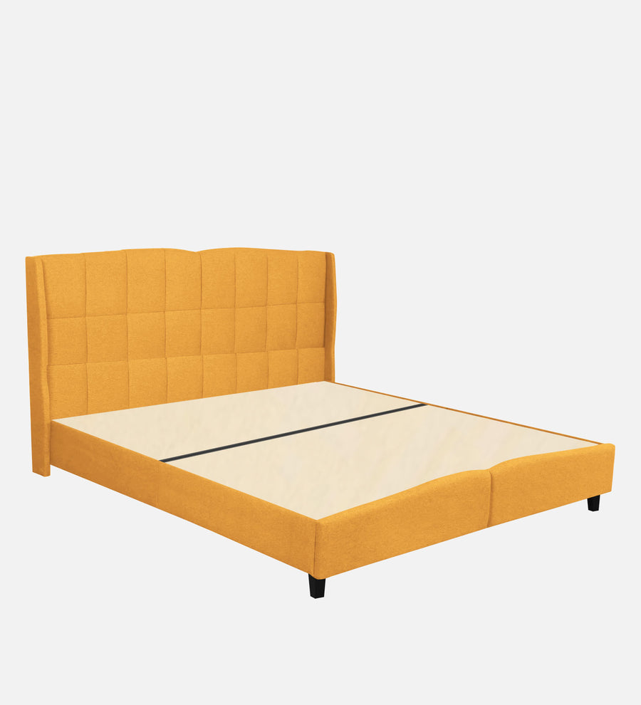 Jovi Velvet Upholstered King Size Bed In Turmeric Yellow Colour - Febonic Living