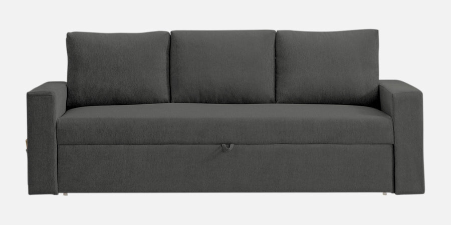 Kara Fabric 3 Seater Pull Out Sofa Cum Bed In Charcoal Grey Colour - Febonic Living