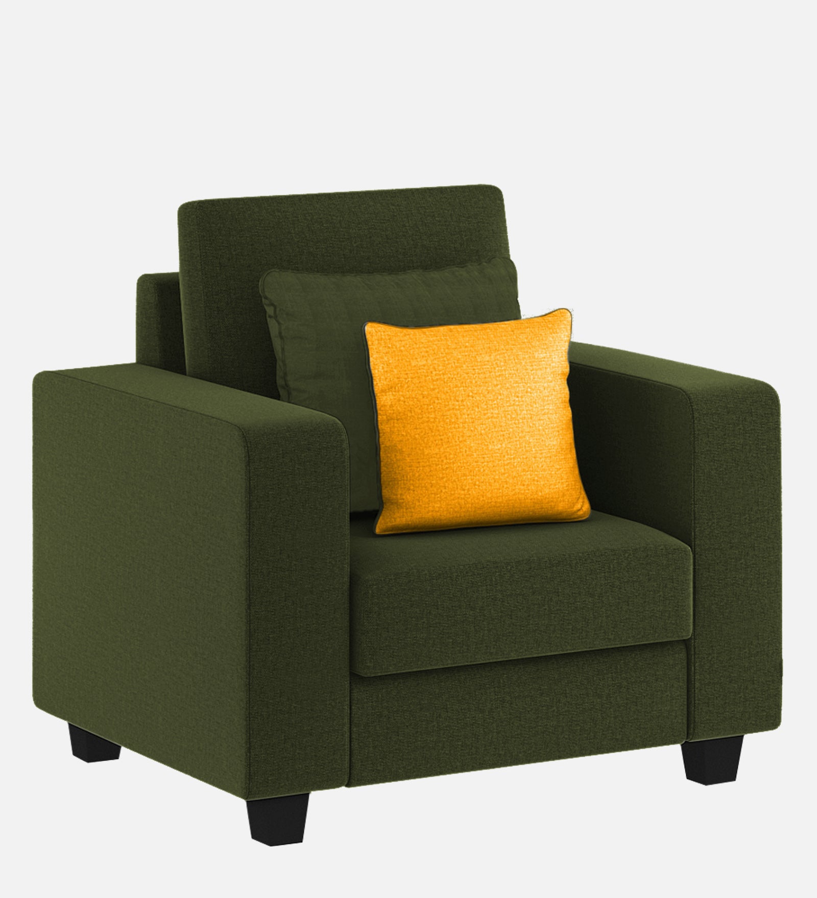 Nabi Fabric 1 Seater Sofa In Olive Green Colour