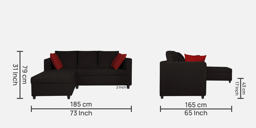 Nebula Fabric Rhs Sectional Sofa 2 Lounger In Cara Brown Colour - Febonic Living