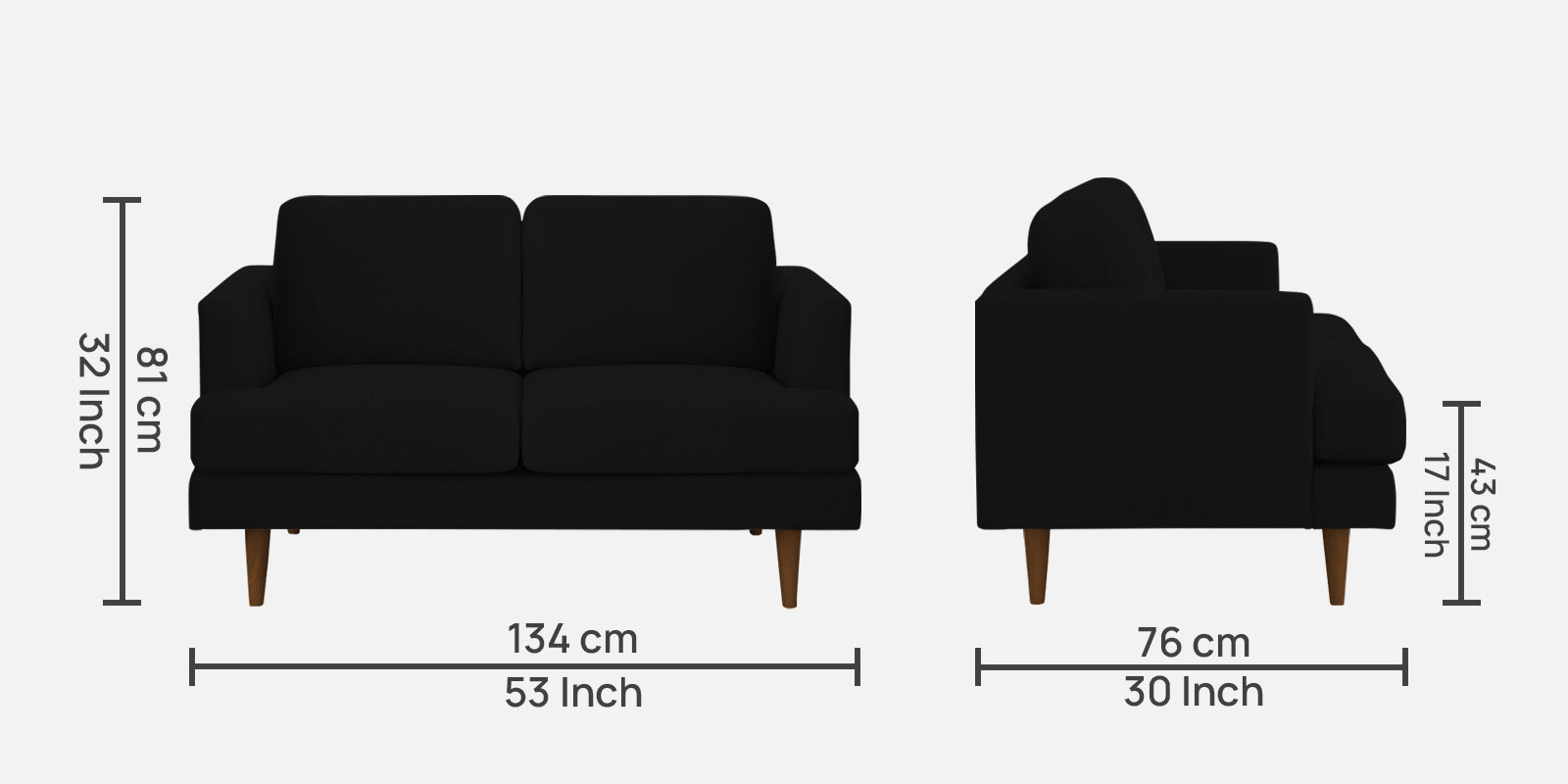 Motra Velvet 2 Seater Sofa in Adam Black Colour