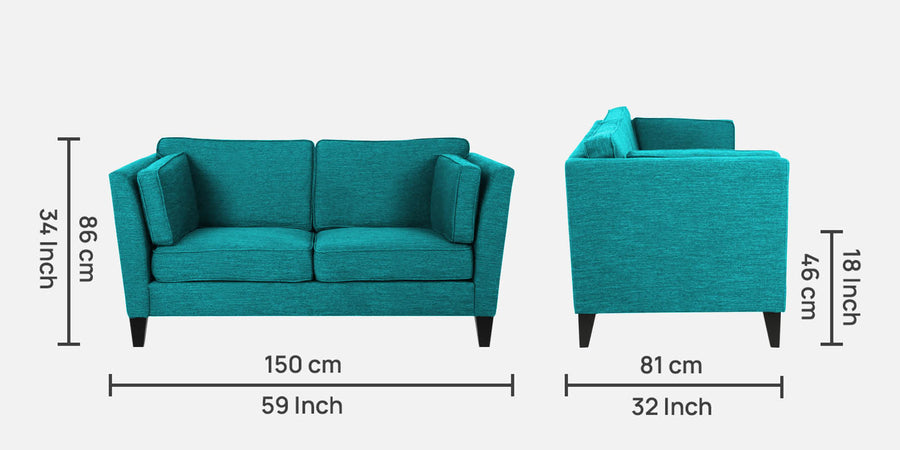 Nigar Fabric 2 Seater Sofa In Sea Green Colour - Febonic Living