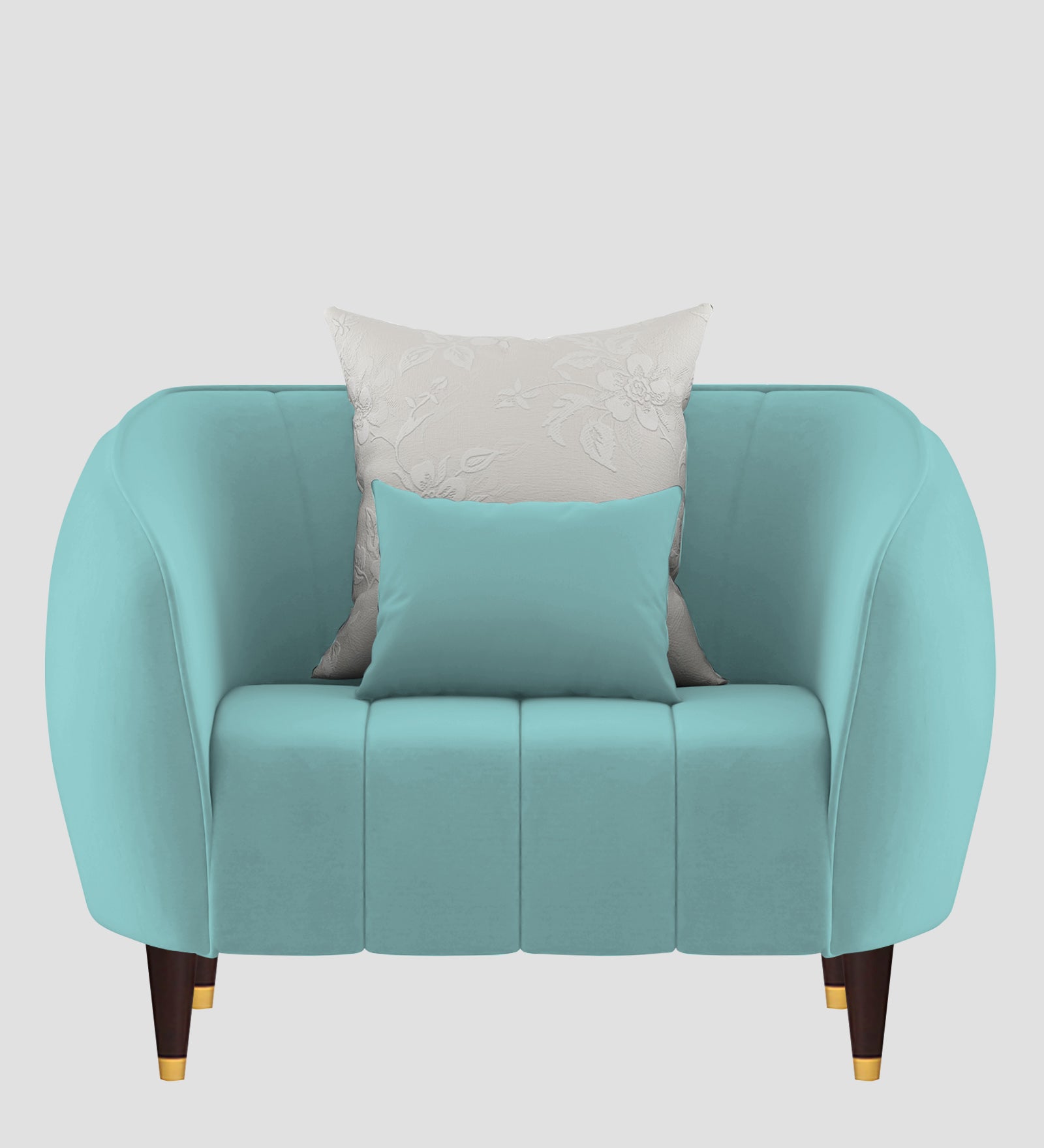 Hairo Velvet 1 Seater Sofa In  Barmunda Aqua Colour - Febonic Living