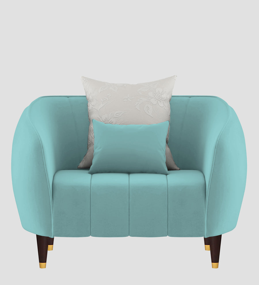 Hairo Velvet 1 Seater Sofa In Barmunda Aqua Colour - Febonic Living
