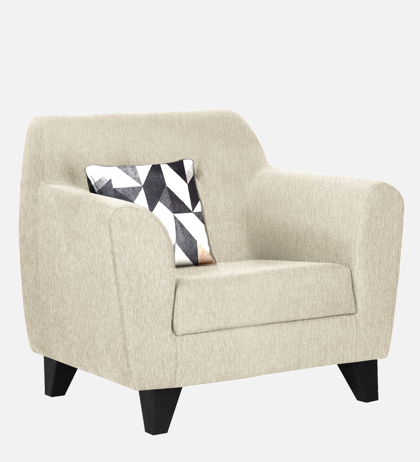 Melaan Fabric 1 Seater Sofa In Ivory cream Colour