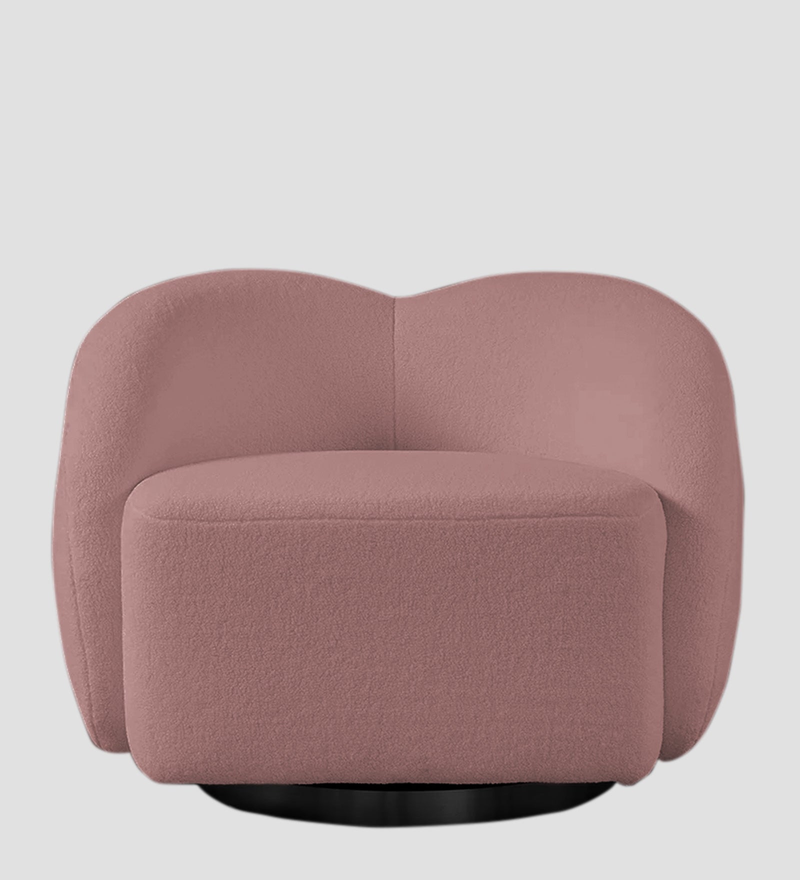Miles Boucle Fabric Swivel Chair in Rose Pink Colour
