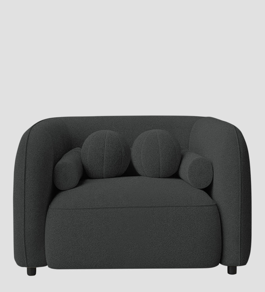 Corny Boucle Fabric 1 Seater Sofa In Shadow Grey Colour - Febonic Living
