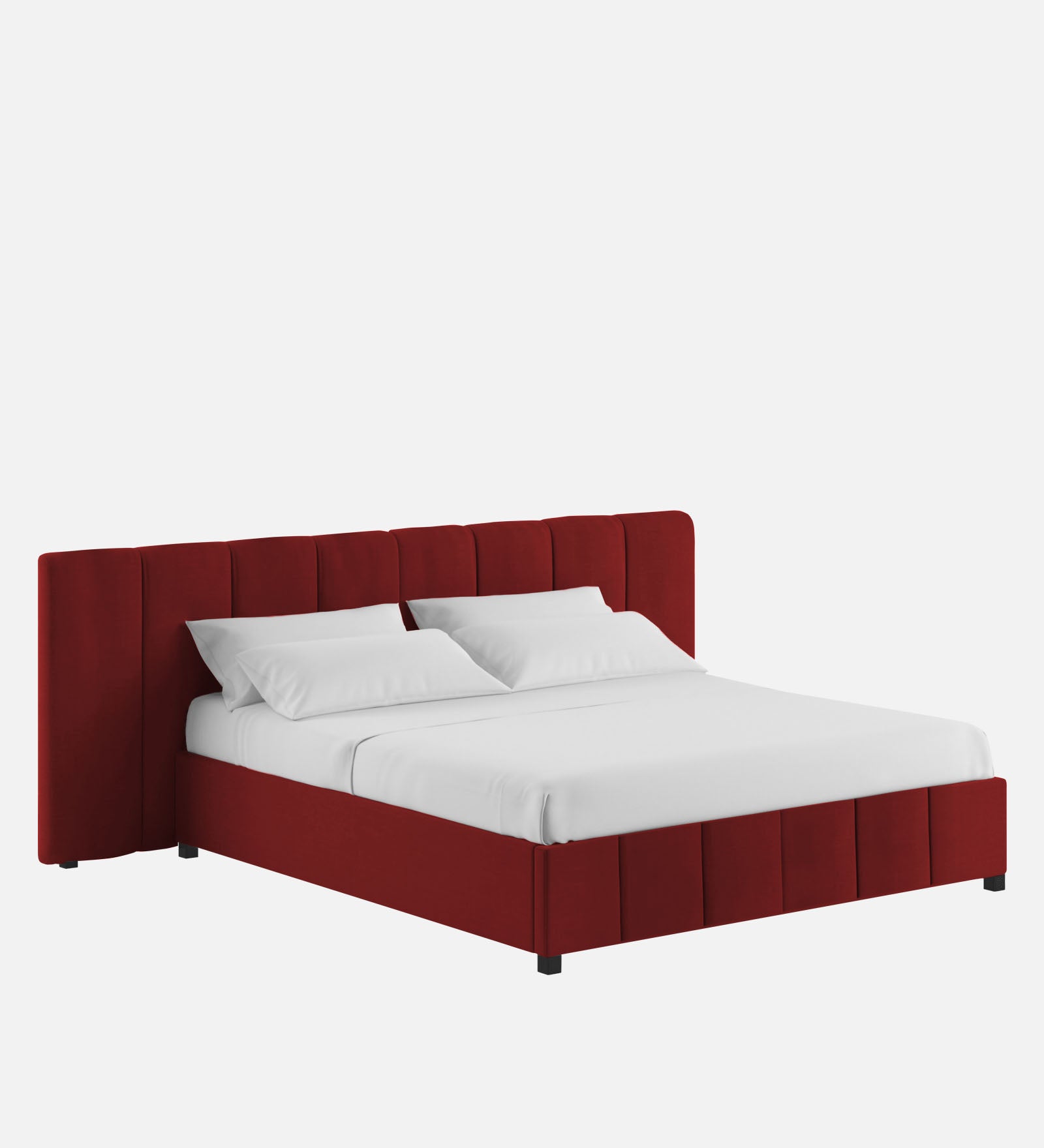 Nora Fabric King Size Bed In Blood Maroon Colour