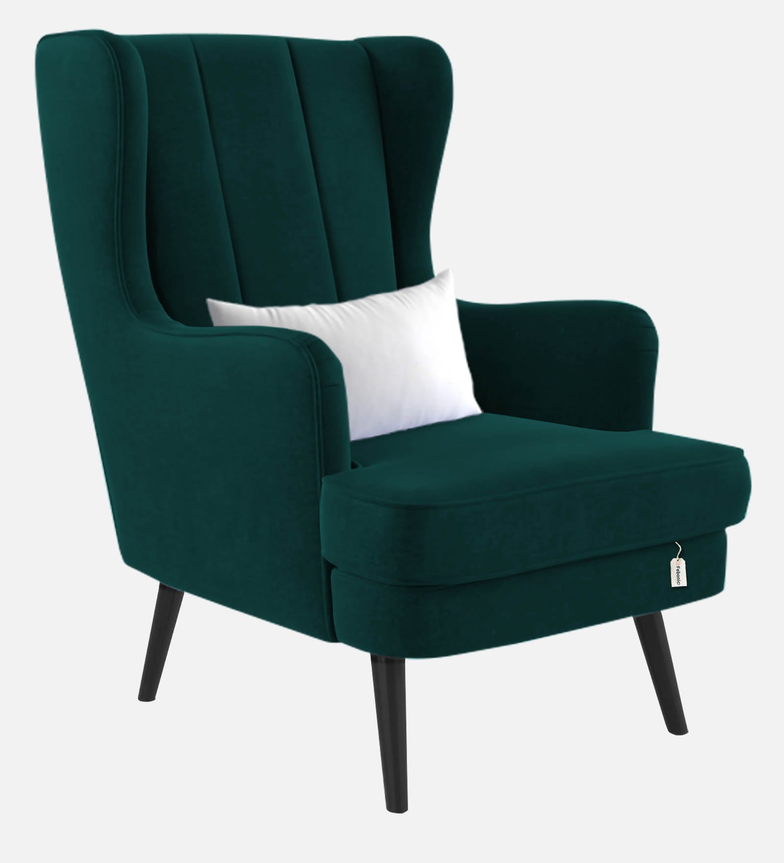 Niya Velvet Wing Chair in Forest Green Colour