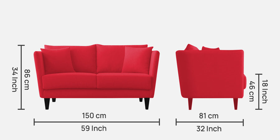 Norway Velvet 2 Seater Sofa In Ox Blood Maroon Colour - Febonic Living