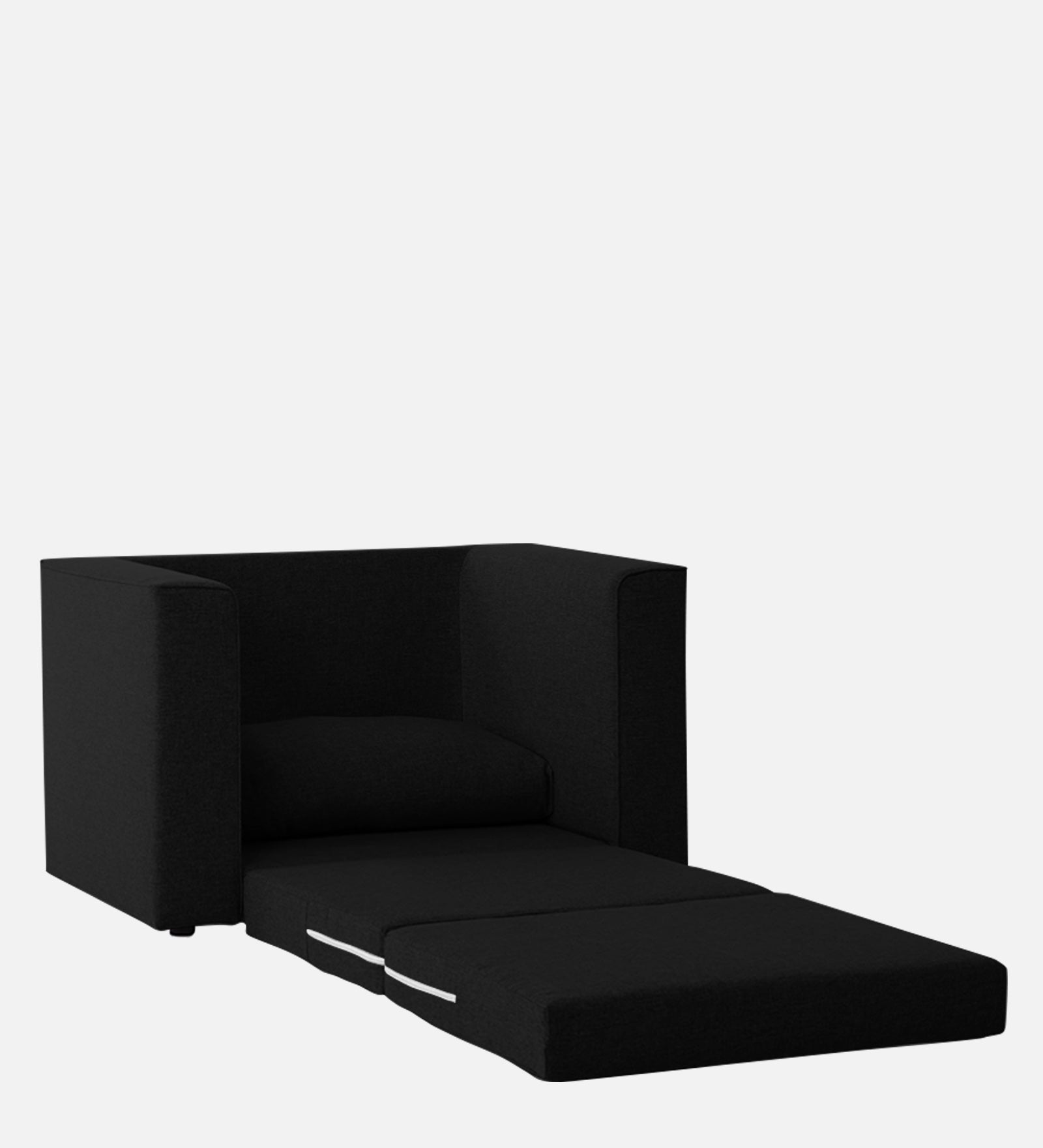 Kenia Fabric 1 Seater Convertible Sofa Cum Bed in Zed Black Colour