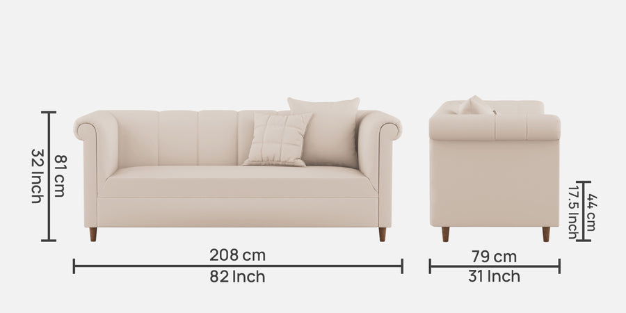 Rubi Velvet 3 Seater Sofa In Camel Beige Colour - Febonic Living