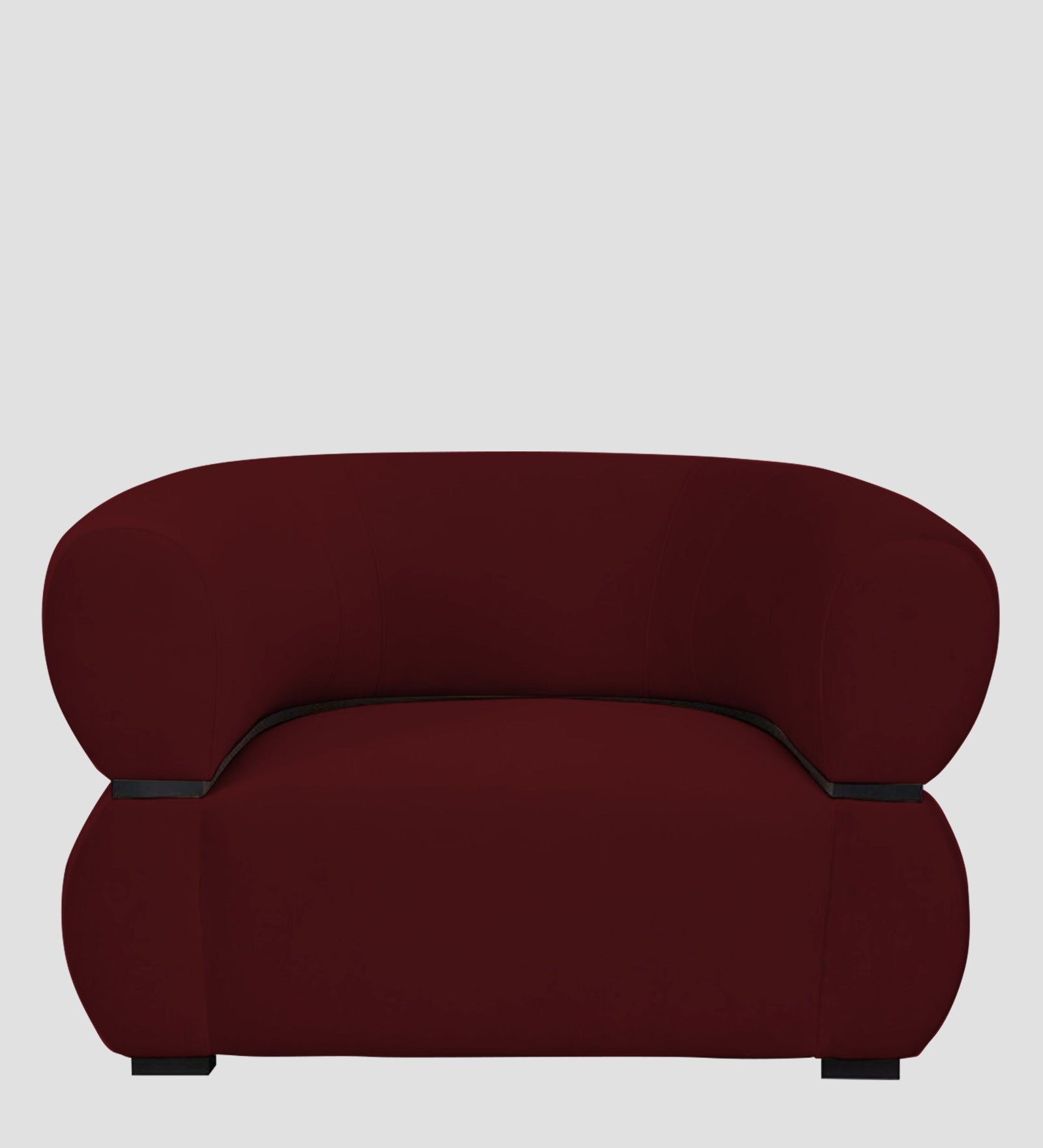 Kula Velvet 1 Seater Sofa In Dark Maroon Colour