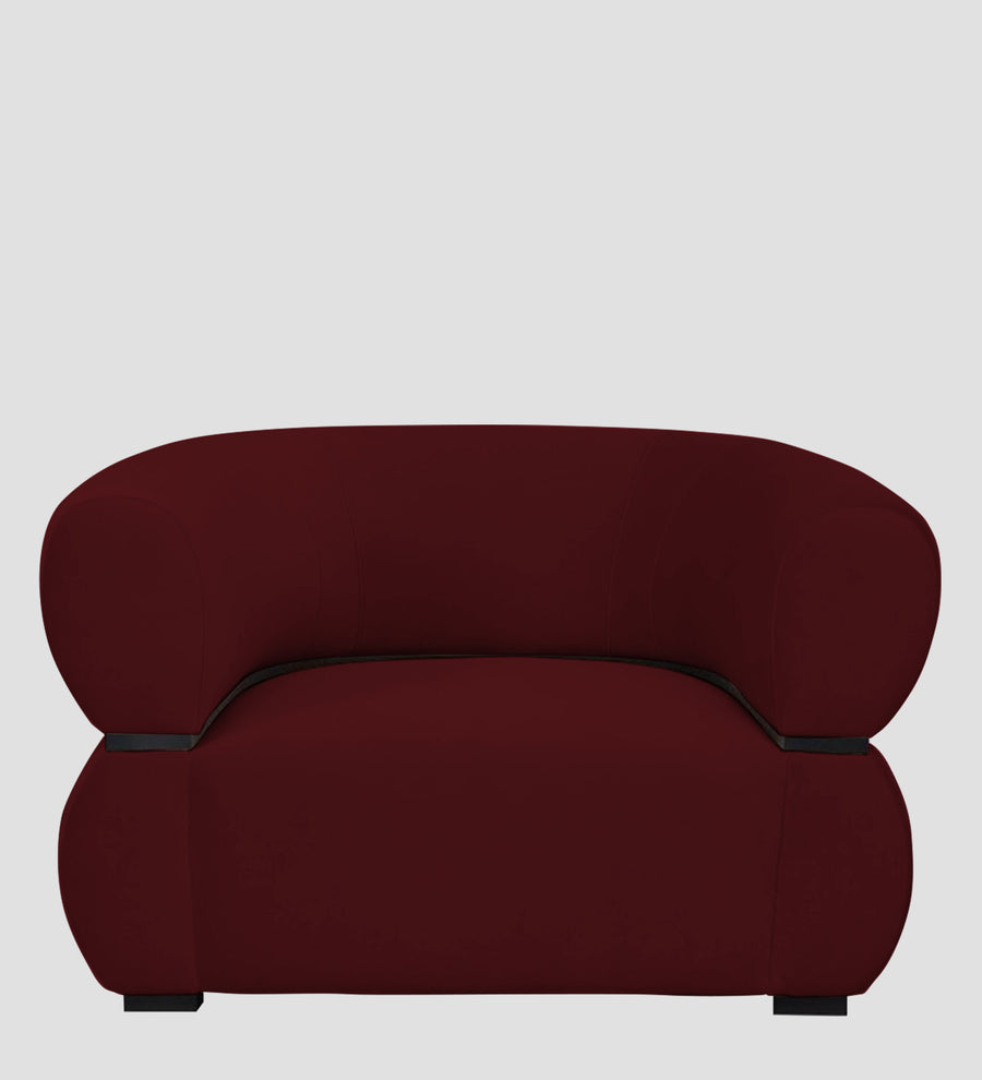 Kula Velvet 1 Seater Sofa In Dark Maroon Colour - Febonic Living