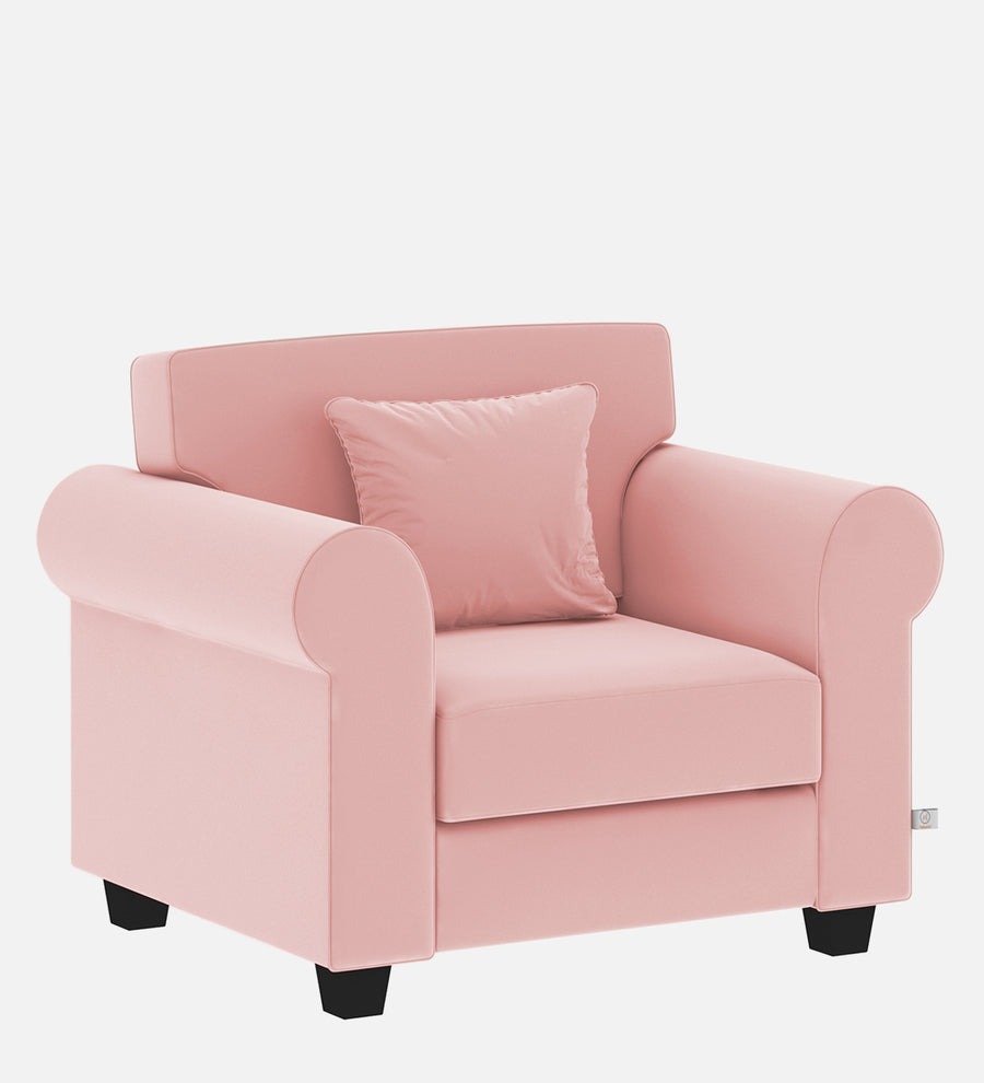 Numonk Velvet 1 Seater Sofa In Millennial Pink Colour - Febonic Living