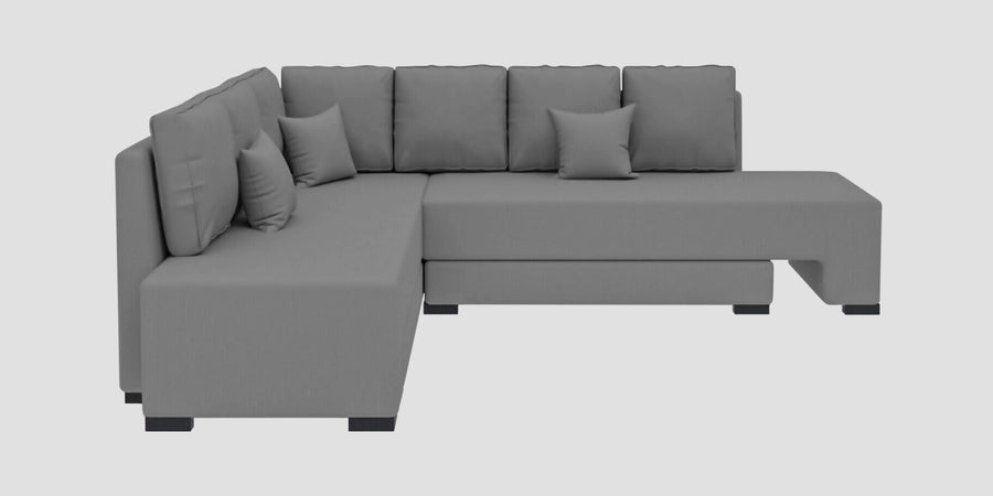 Corby Velvet Lhs 6 Seater Convertible Sofa Cum Bed In Light Grey Colour - Febonic Living