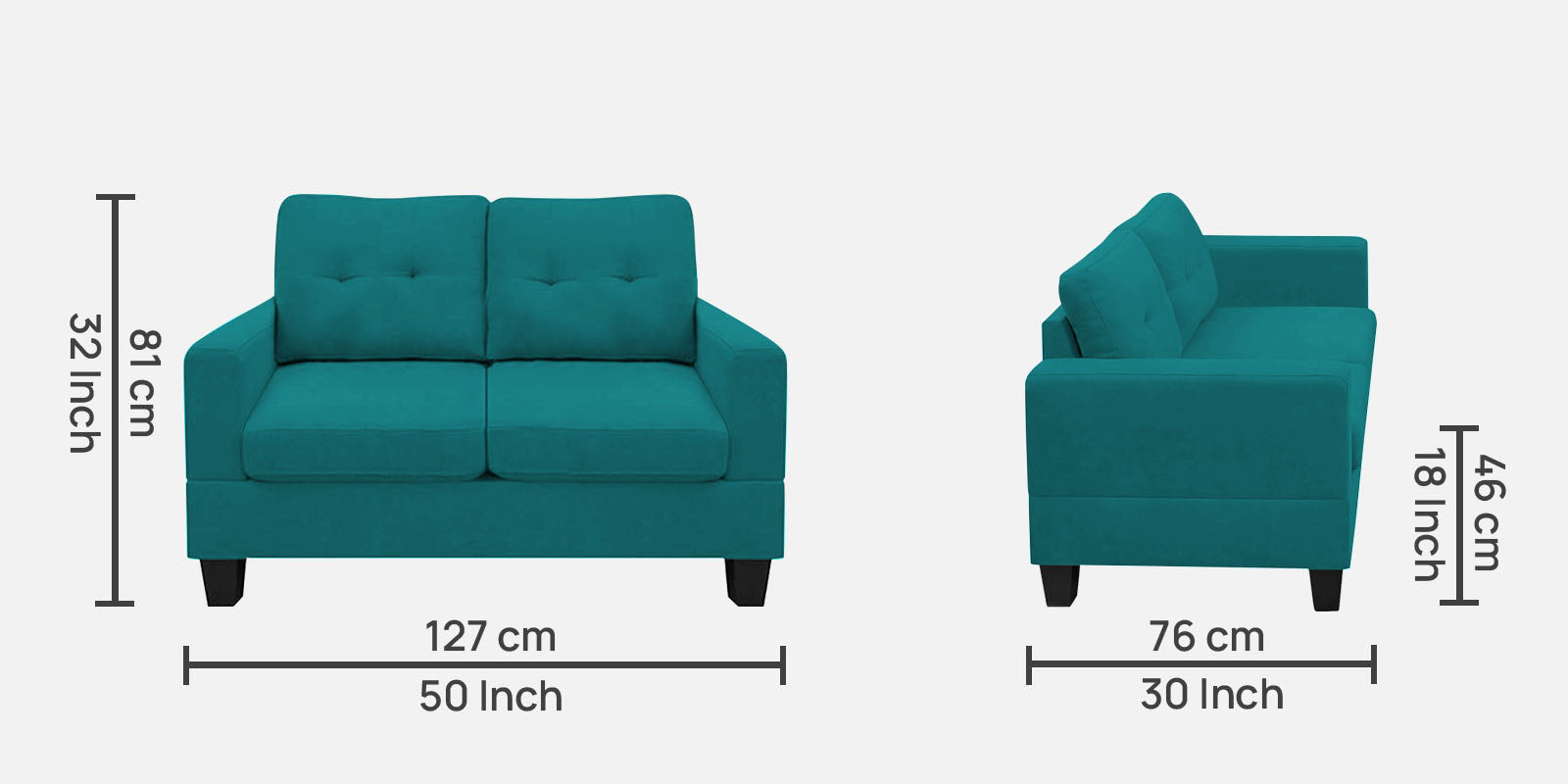 Thomas Fabric 2 Seater Sofa in Sea Green Colour