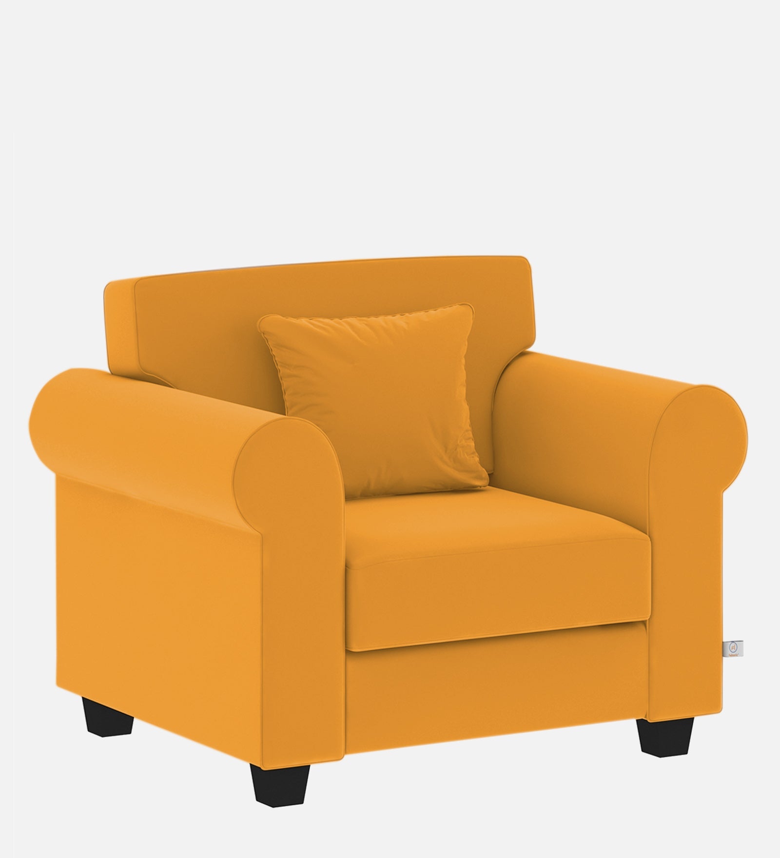 Numonk Velvet 1 Seater Sofa in Safforn Yellow Colour