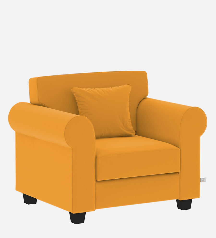 Numonk Velvet 1 Seater Sofa In Safforn Yellow Colour - Febonic Living