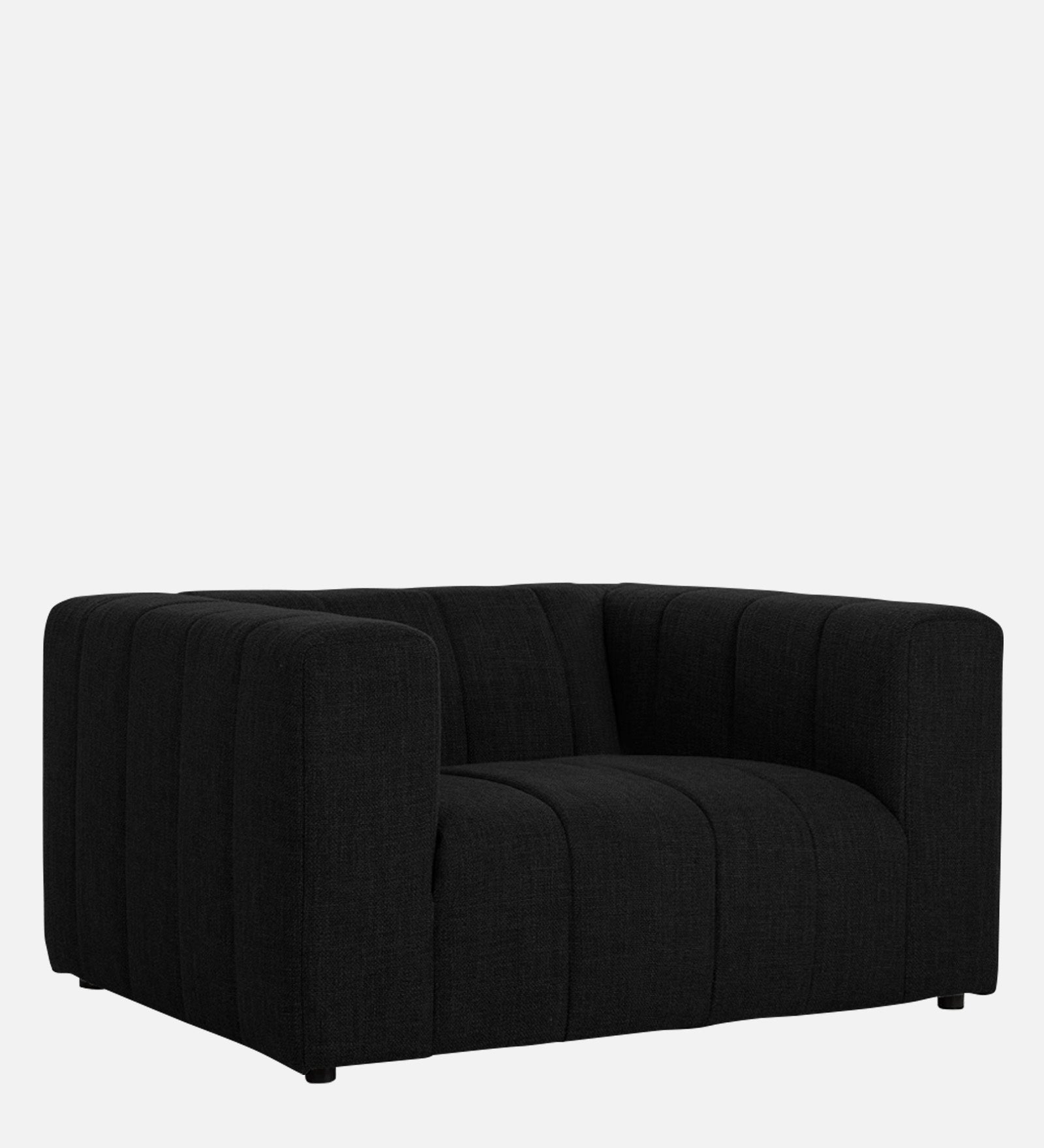 Lara Fabric 1 Seater Sofa in Zed Black Colour