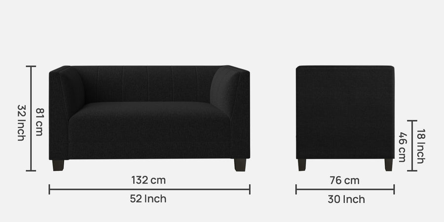 Chastin Fabric 2 Seater Sofa In Zed Black Colour - Febonic Living