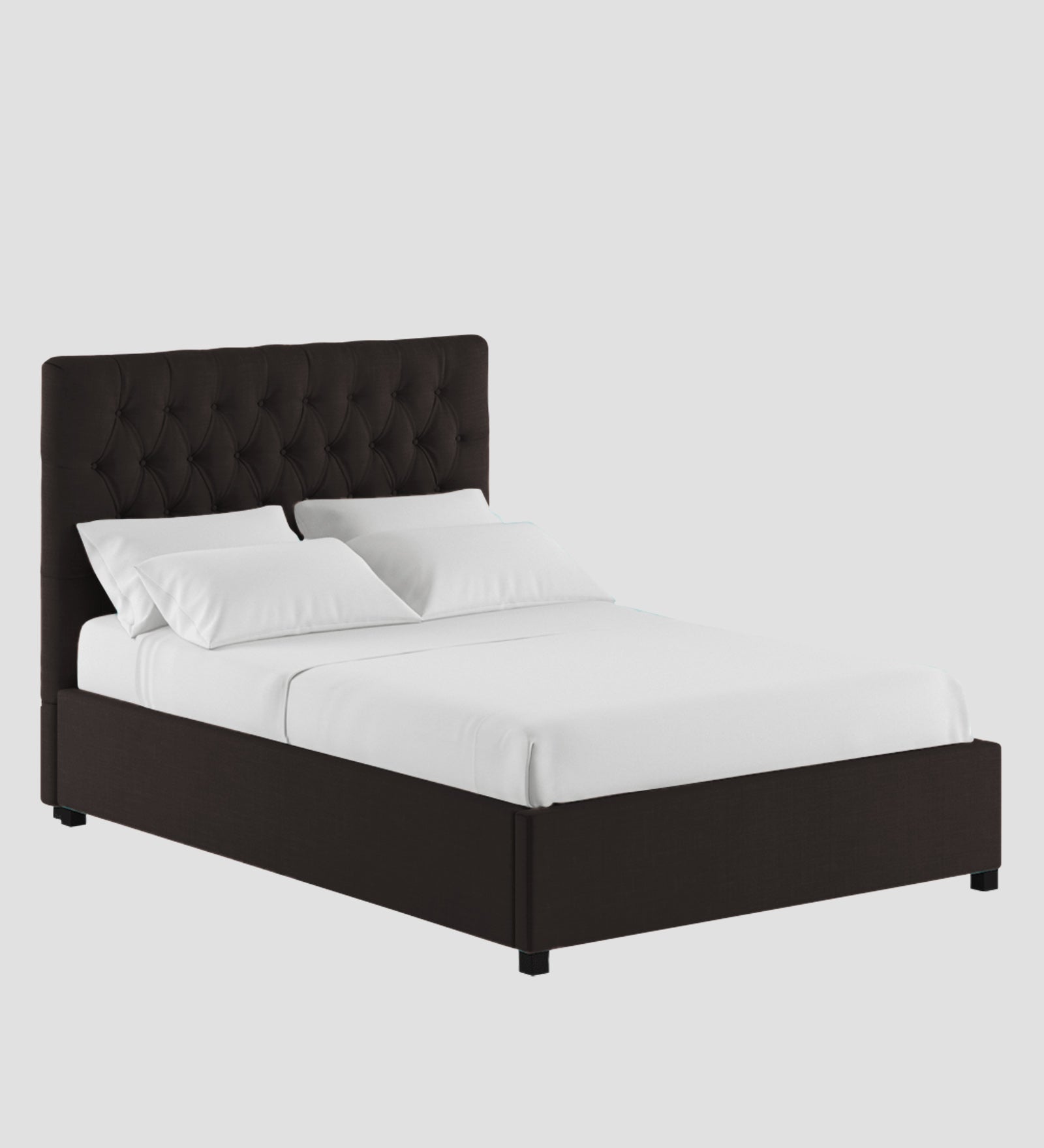 Isko Fabric King Size Bed In Cara Brown Colour With Storage Box - Febonic Living