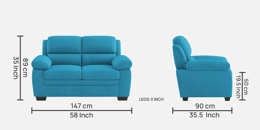 Cantaberry Velvet 2 Seater Sofa In Aqua Blue Colour - Febonic Living