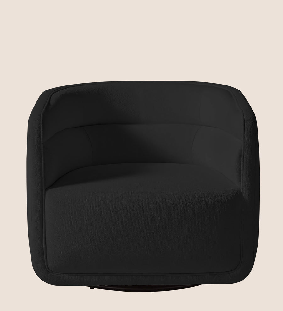 Ria Fabric Swivel Chair In Bitter Black Colour - Febonic Living