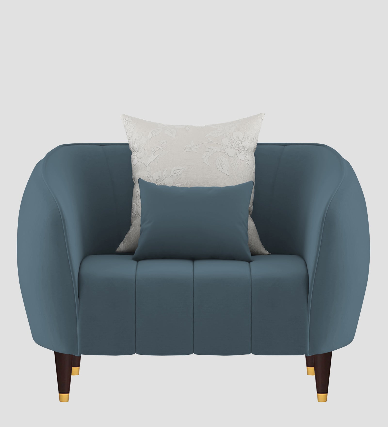 Hairo Velvet 1 Seater Sofa In  Oxford Blue Colour - Febonic Living
