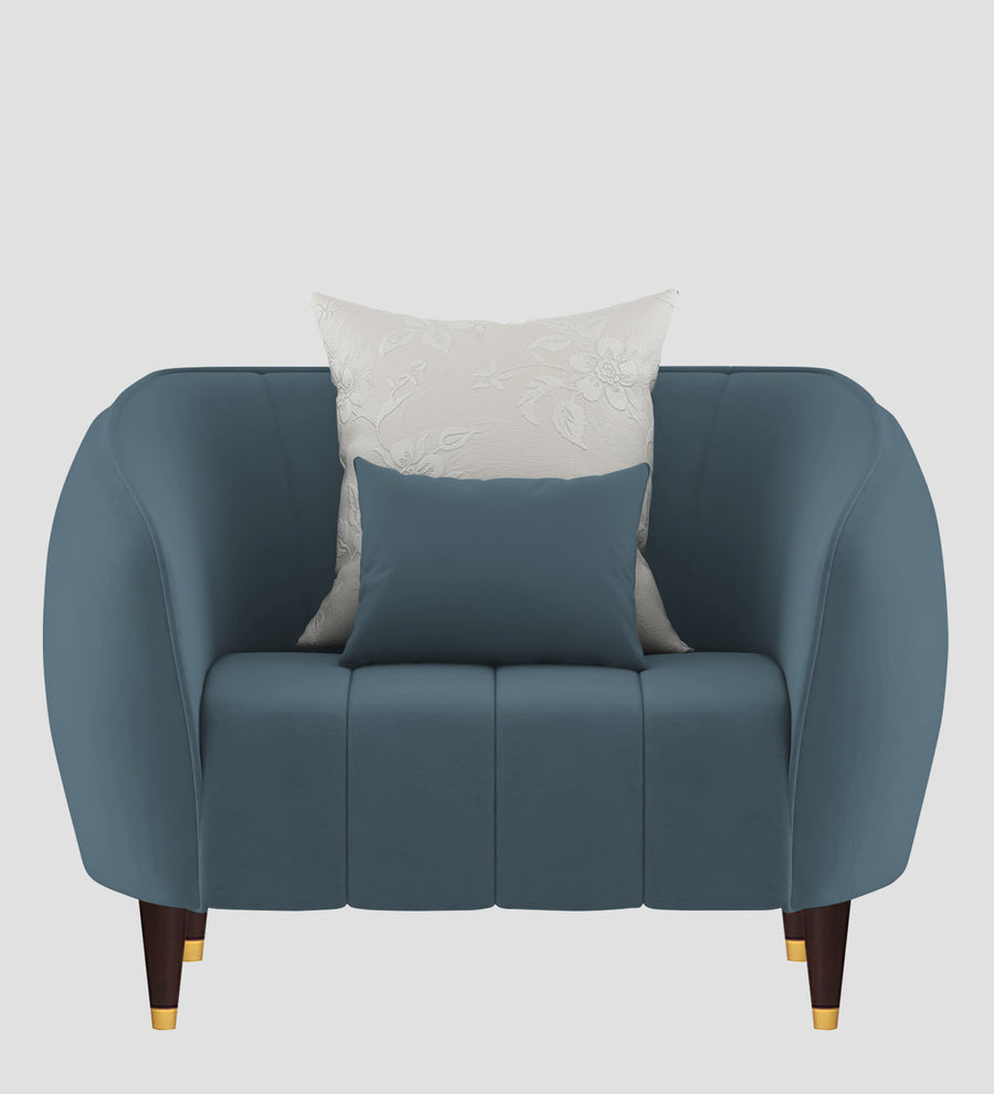 Hairo Velvet 1 Seater Sofa In Oxford Blue Colour - Febonic Living
