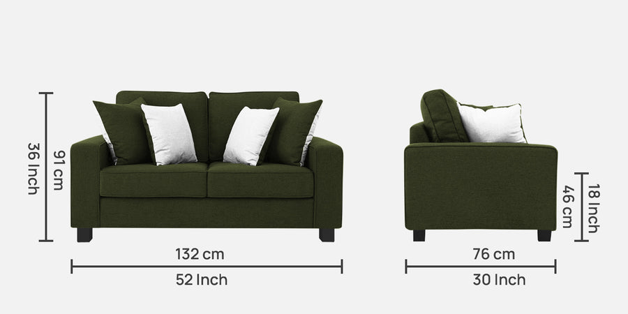 Ladybug Fabric 2 Seater Sofa In Olive Green Colour - Febonic Living