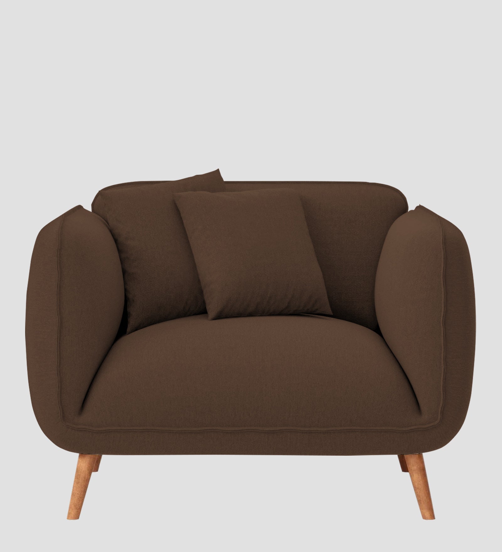 Zia Fabric 1 Seater Sofa In Ash Brown Colour