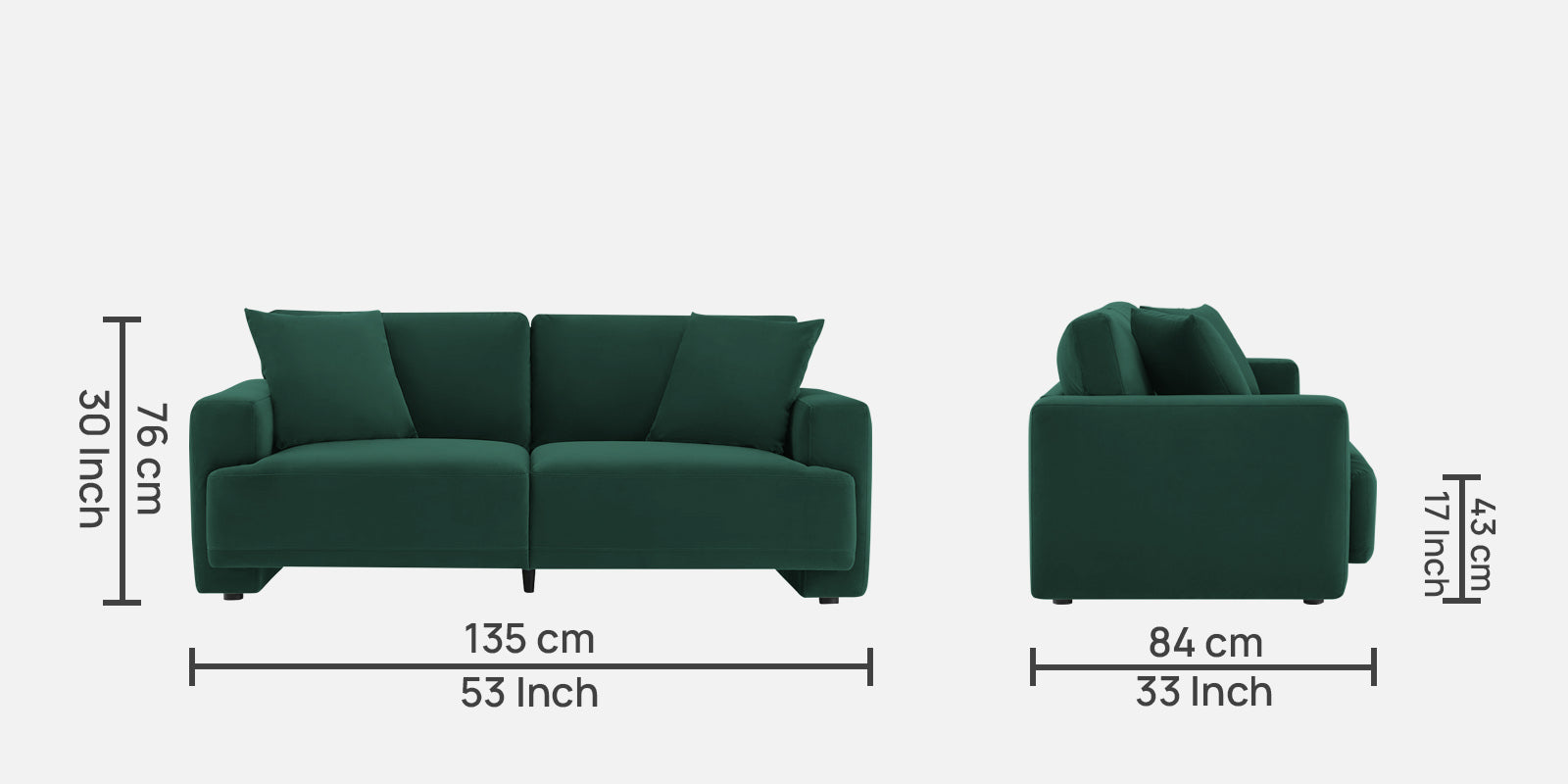 Kosta Velvet 2 Seater Sofa in Forest Green Colour