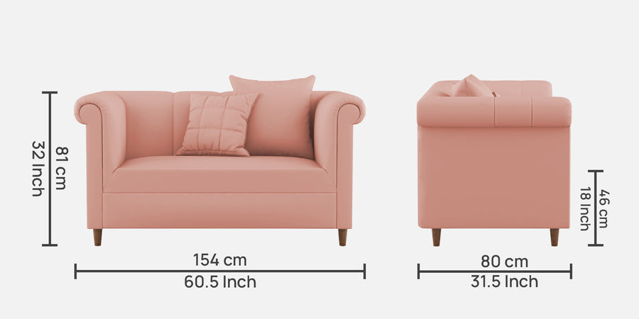 Rubi Velvet 2 Seater Sofa In Blush Pink Colour - Febonic Living