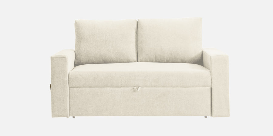 Kara Fabric 2 Seater Pull Out Sofa Cum Bed In Ivory Cream Colour - Febonic Living