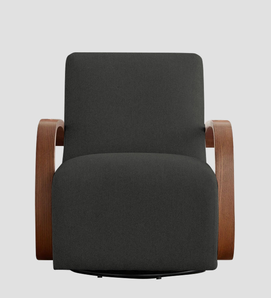 Balma Fabric Swivel Chair In Charcoal Grey Colour - Febonic Living