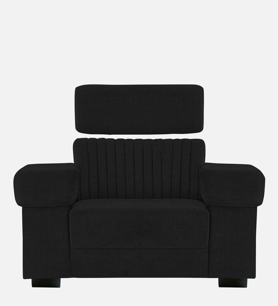 Draco Fabric 1 Seater Sofa In Zed Black Colour - Febonic Living