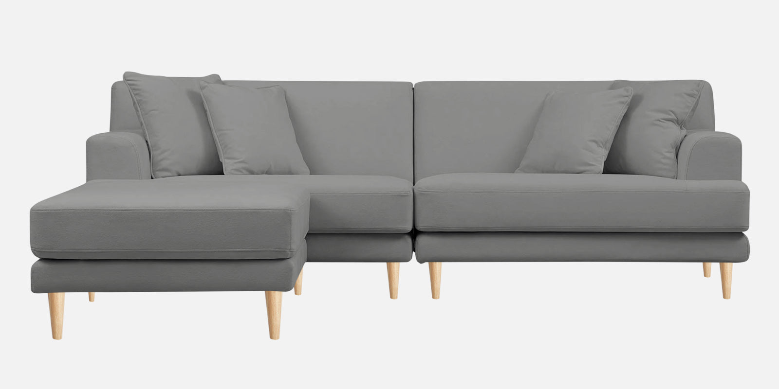 Woody Fabric RHS Sectional Sofa (3+Lounger) in Concrete Grey Colour