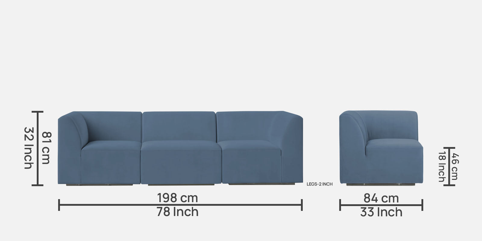 Bufa Velvet 3 Seater Sofa in Oxford Blue Colour